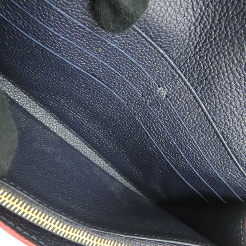 深藍色 原花壓紋牛皮 Sara 扣式長夾 M62125【LOUIS VUITTON LV 路易威登】 M62125-8