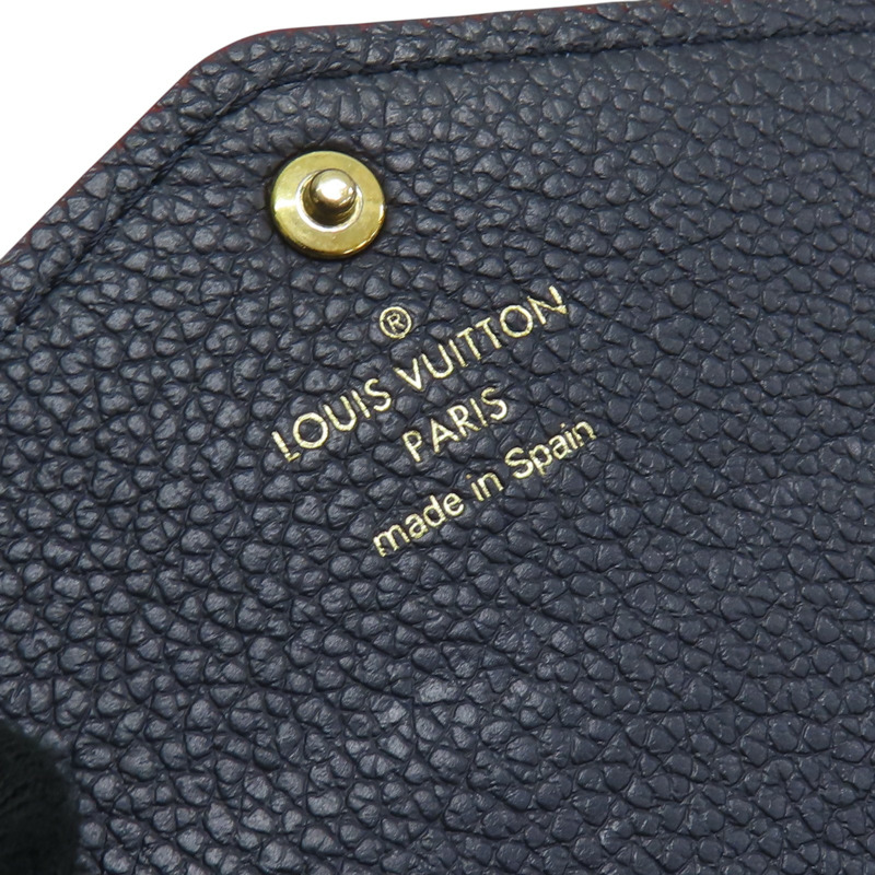 深藍色 原花壓紋牛皮 Sara 扣式長夾 M62125【LOUIS VUITTON LV 路易威登】 M62125-11