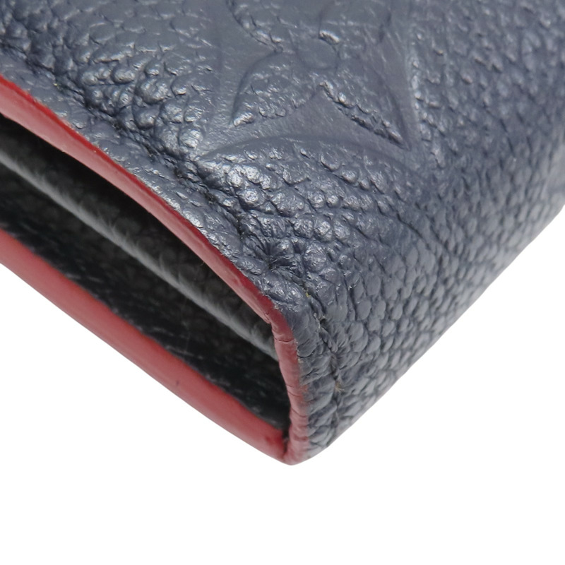 深藍色 原花壓紋牛皮 Sara 扣式長夾 M62125【LOUIS VUITTON LV 路易威登】 M62125-15