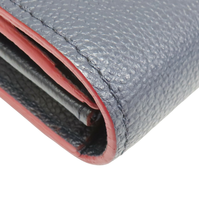 深藍色 原花壓紋牛皮 Sara 扣式長夾 M62125【LOUIS VUITTON LV 路易威登】 M62125-17