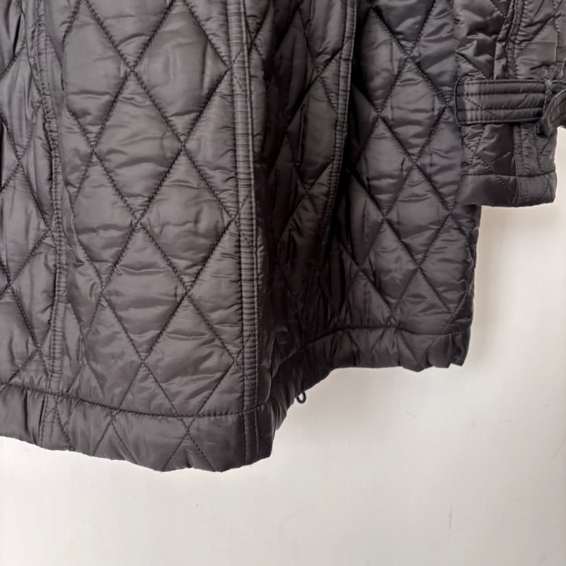 ::BURBERRY:: 黑色絎縫經典格紋 長板風衣 連帽外套 S號-9