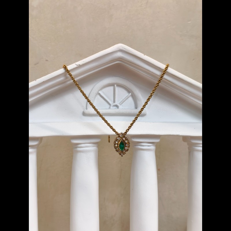 Dior迪奧 金色彩色寶石項鍊 鑲鑽 鏈長約39cm-0