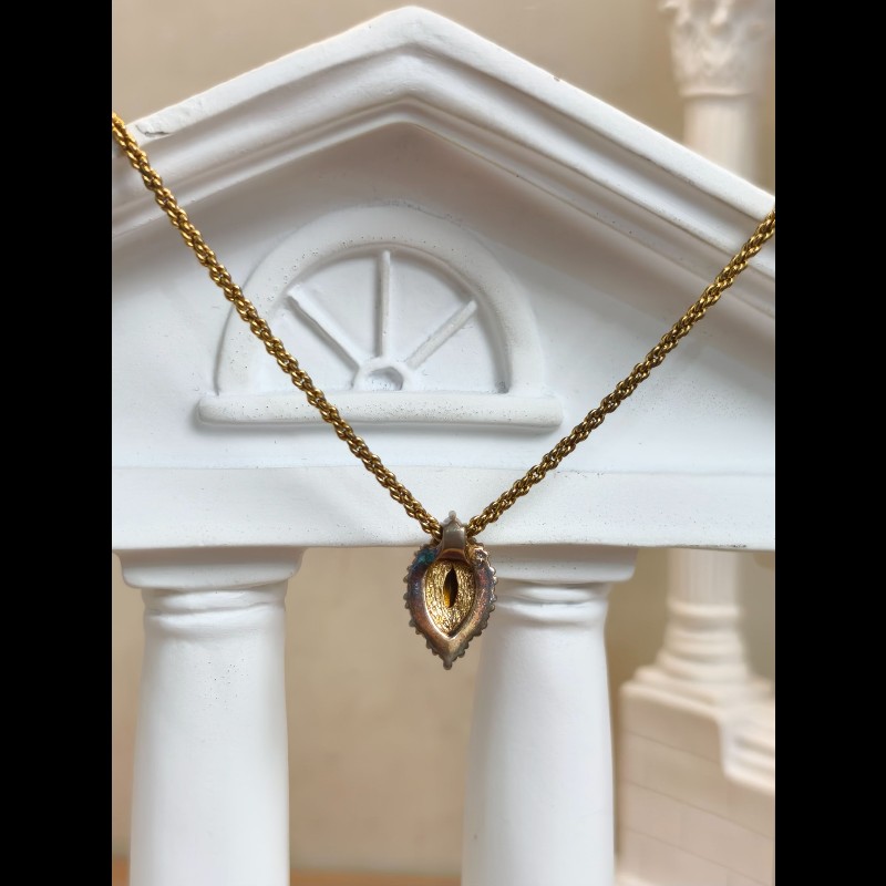 Dior迪奧 金色彩色寶石項鍊 鑲鑽 鏈長約39cm-5