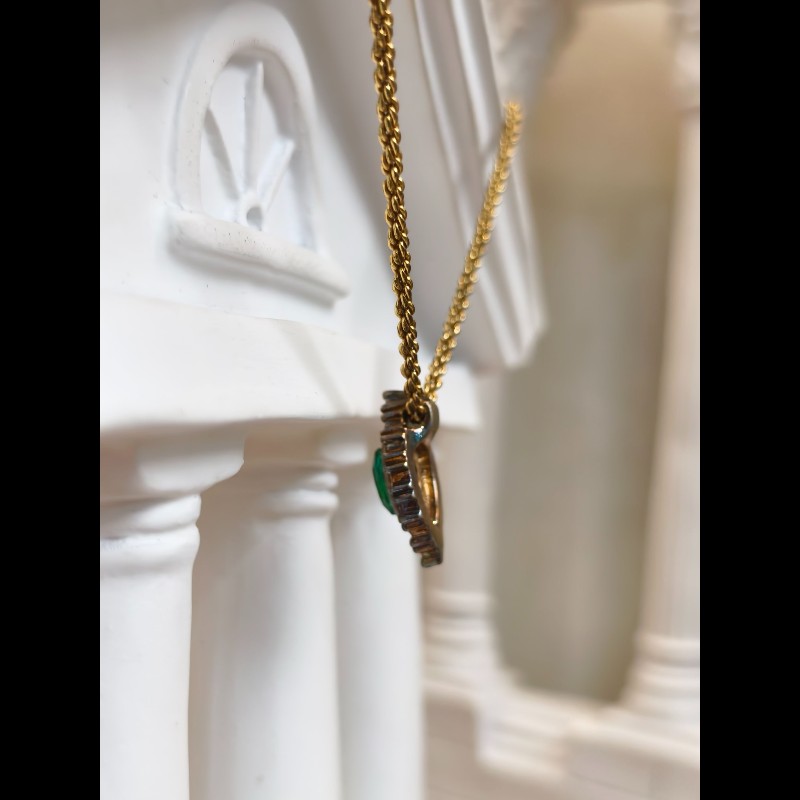 Dior迪奧 金色彩色寶石項鍊 鑲鑽 鏈長約39cm-6