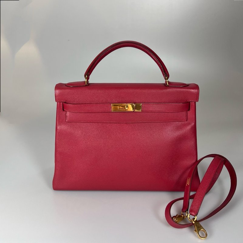 HERMES ○U刻 玫紅色EPSON皮 KELLY 32-0