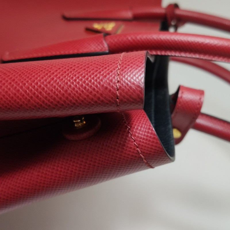 Prada Double中號牛皮純色三角徽標斜挎包單肩包-18