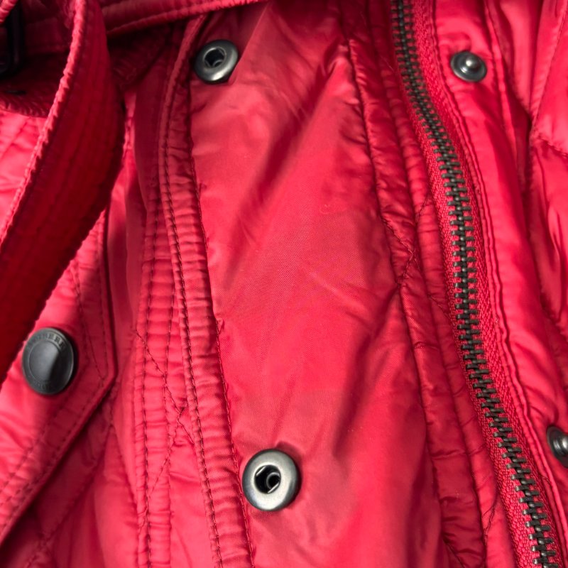 ::BURBERRY:: 紅色絎縫經典格紋 風衣連帽外套 XS號-12