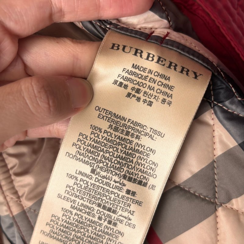 ::BURBERRY:: 紅色絎縫經典格紋 風衣連帽外套 XS號-28