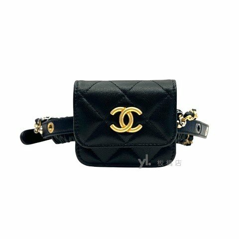 Chanel包包 黑山羊皮大腿耳機盒包AP2553