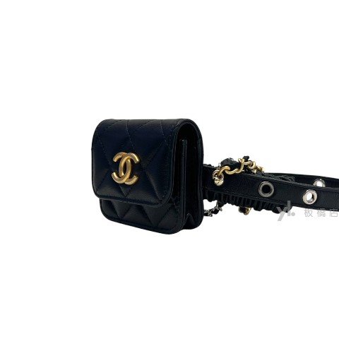 Chanel包包 黑山羊皮大腿耳機盒包AP2553-2