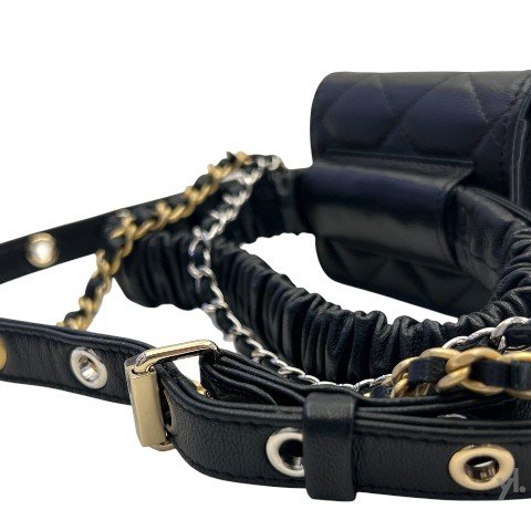 Chanel包包 黑山羊皮大腿耳機盒包AP2553-5