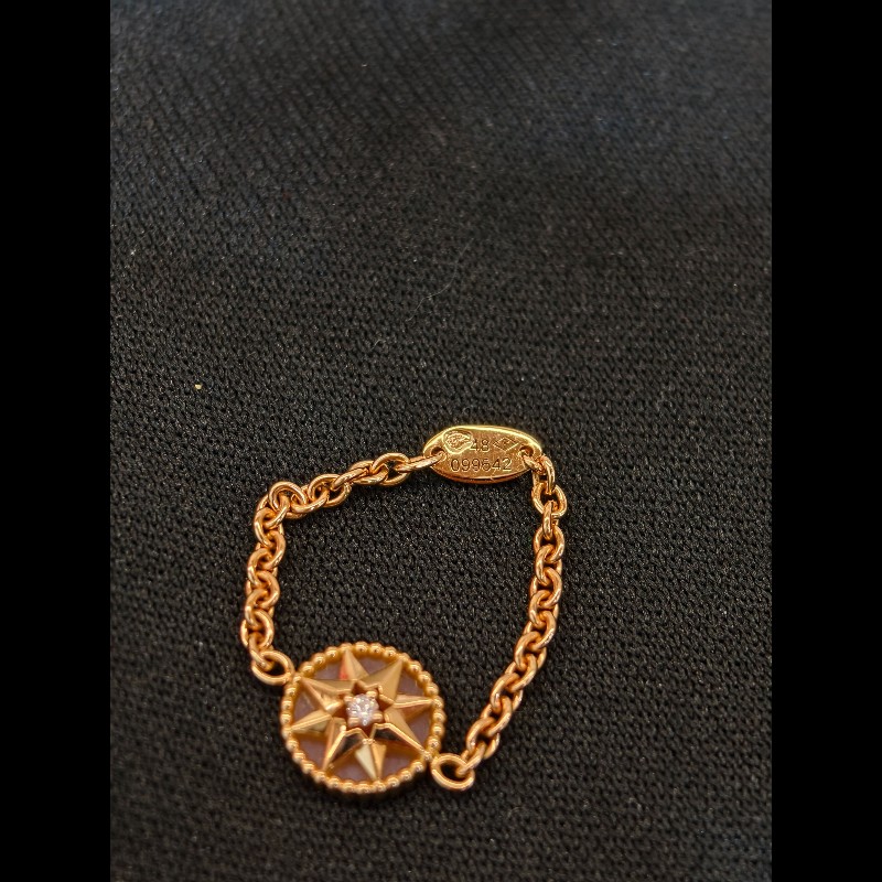 Dior Rose des vents系列 八芒星單鑽戒指 51碼-2