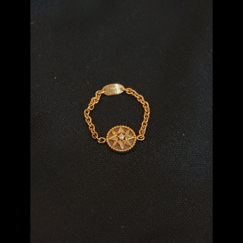 Dior Rose des vents系列 八芒星單鑽戒指 51碼-4