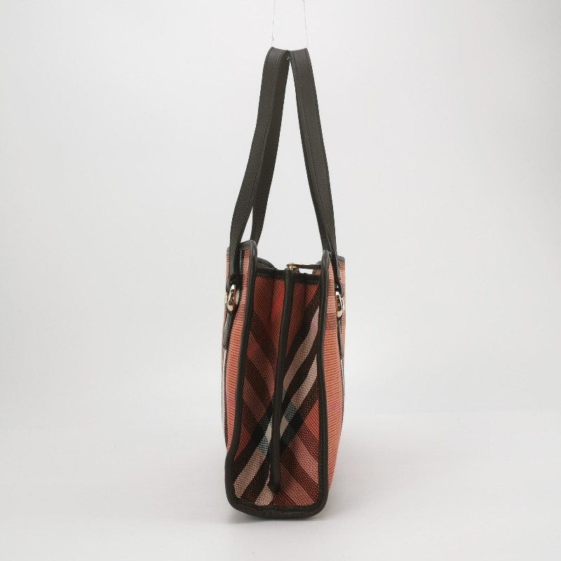 Burberry 牛皮帆布拼色格紋單肩包-3