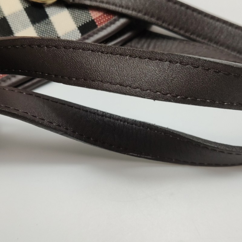 Burberry 牛皮帆布拼色格紋單肩包-8