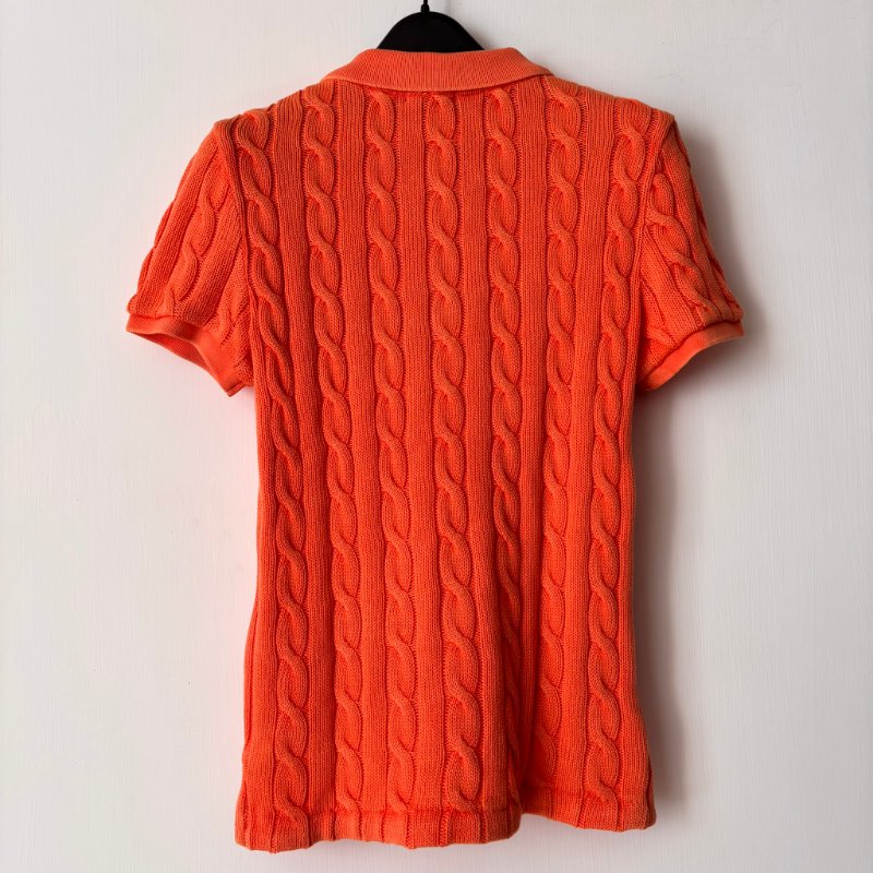 ::POLO BY RALPH LAUREN:: 女款水洗棉麻針織 Polo 衫 橘色短袖上衣 M號-1