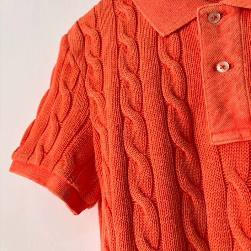 ::POLO BY RALPH LAUREN:: 女款水洗棉麻針織 Polo 衫 橘色短袖上衣 M號-5