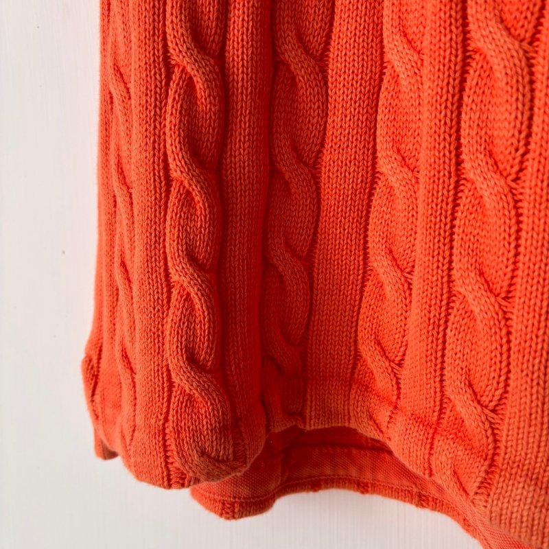 ::POLO BY RALPH LAUREN:: 女款水洗棉麻針織 Polo 衫 橘色短袖上衣 M號-6