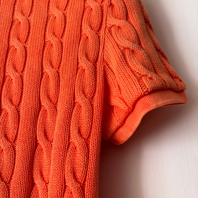 ::POLO BY RALPH LAUREN:: 女款水洗棉麻針織 Polo 衫 橘色短袖上衣 M號-9