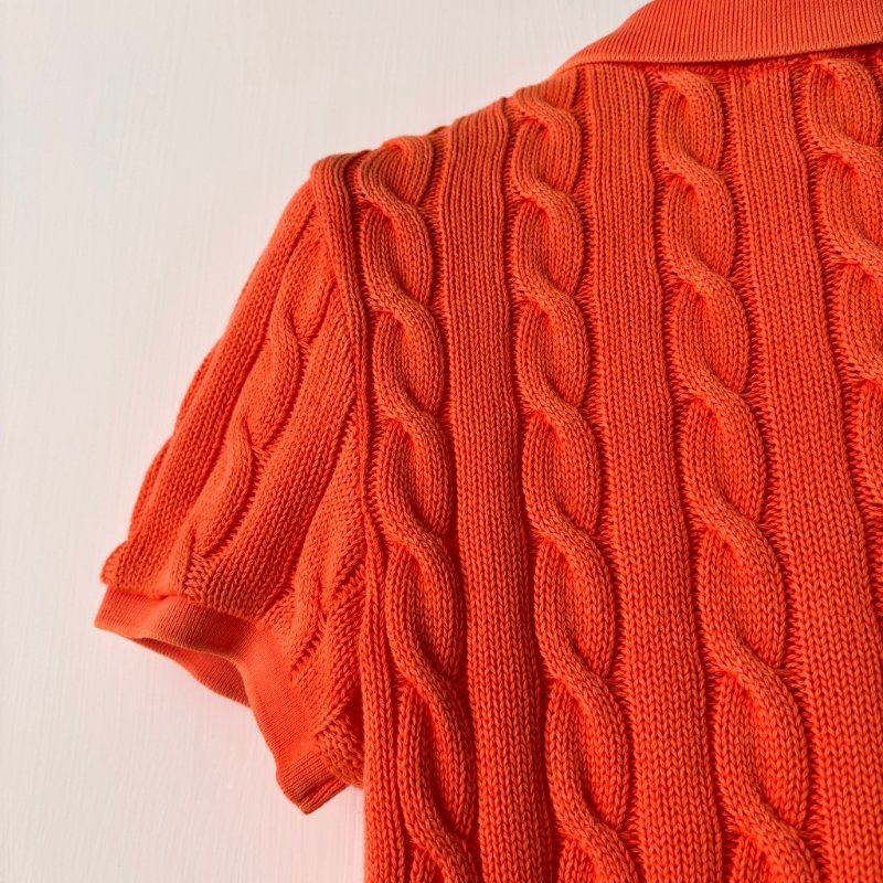 ::POLO BY RALPH LAUREN:: 女款水洗棉麻針織 Polo 衫 橘色短袖上衣 M號-10