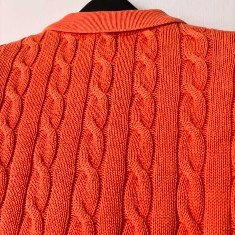 ::POLO BY RALPH LAUREN:: 女款水洗棉麻針織 Polo 衫 橘色短袖上衣 M號-11