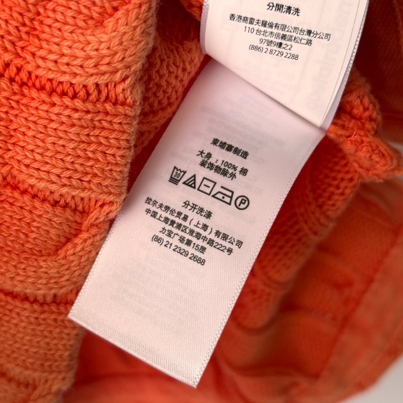 ::POLO BY RALPH LAUREN:: 女款水洗棉麻針織 Polo 衫 橘色短袖上衣 M號-21