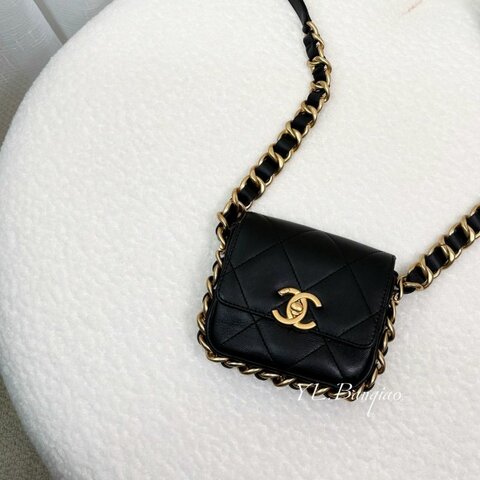 Chanel Coco Mark黑牛皮鏈條肩背包AS2833