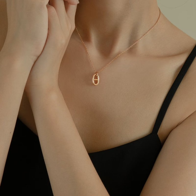 HERMES Farandole pendant 18K玫瑰金豬鼻子項鍊-1