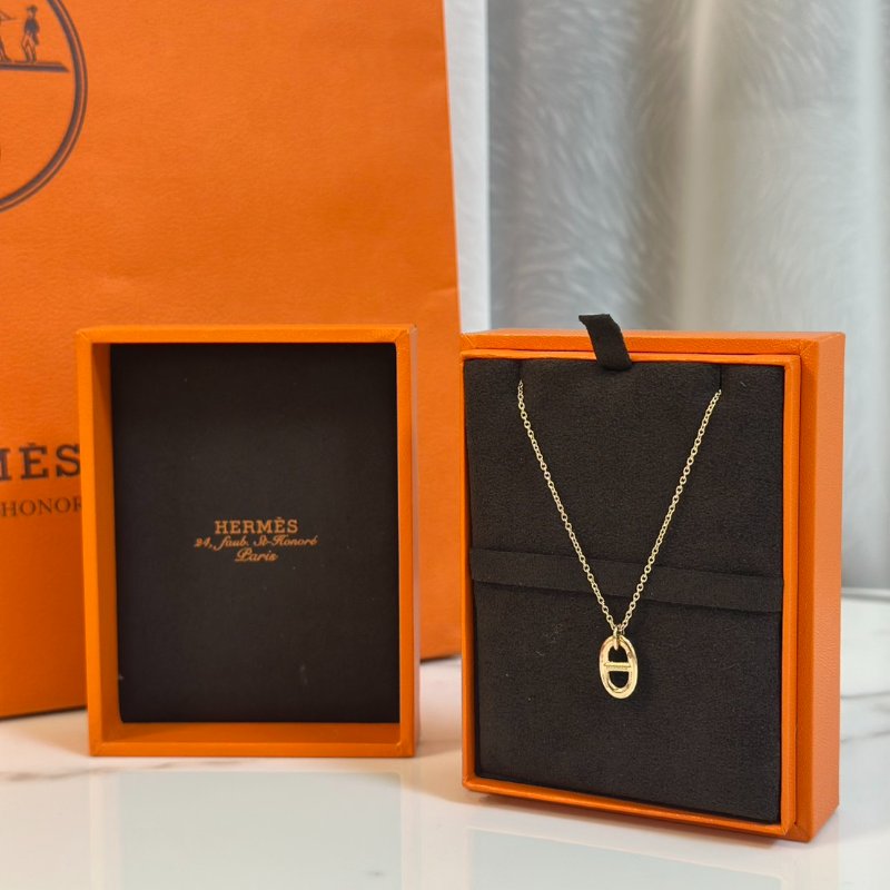 HERMES Farandole pendant 18K玫瑰金豬鼻子項鍊-2