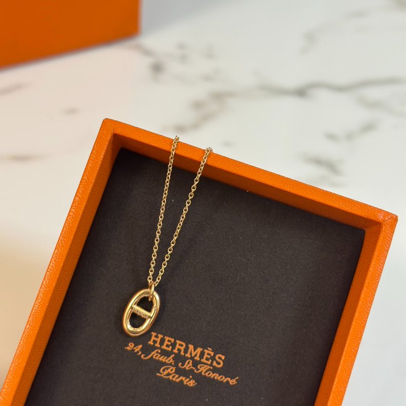 HERMES Farandole pendant 18K玫瑰金豬鼻子項鍊-4