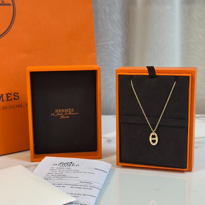 HERMES Farandole pendant 18K玫瑰金豬鼻子項鍊-5