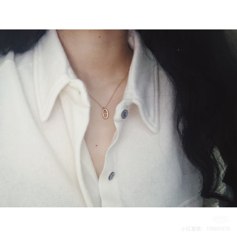 HERMES Farandole pendant 18K玫瑰金豬鼻子項鍊-6