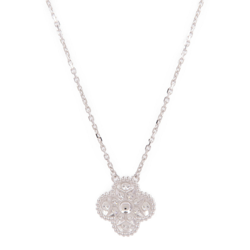 Van Cleef & Arpels 18K白金Vintage Alhambra Diamond Pendant鑽石項鍊-1