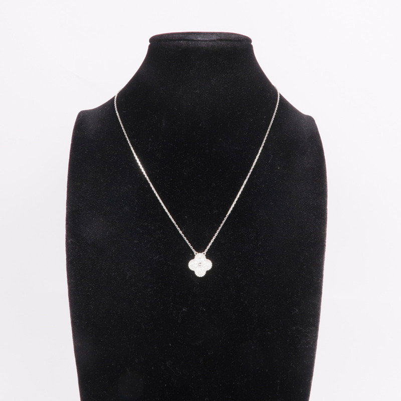 Van Cleef & Arpels 18K白金Vintage Alhambra Diamond Pendant鑽石項鍊-7