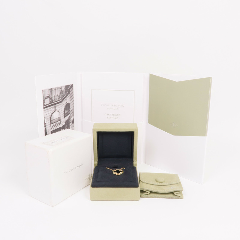 Van Cleef & Arpels 18K黃金Vintage Alhambra Onyx Necklace黑瑪瑙項鍊-7