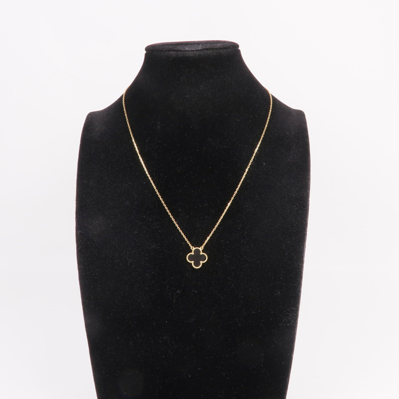 Van Cleef & Arpels 18K黃金Vintage Alhambra Onyx Necklace黑瑪瑙項鍊-8