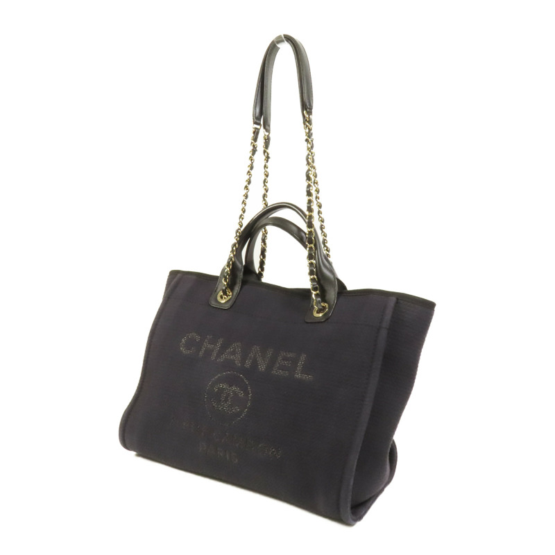 CHANEL 帆布Deauville Tote金扣手挽肩背兩用袋-2