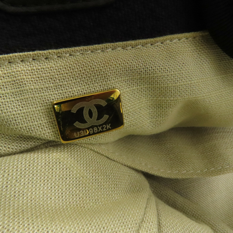 CHANEL 帆布Deauville Tote金扣手挽肩背兩用袋-9