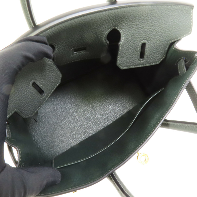 HERMES Togo皮革Birkin 25金扣手挽袋New Vert Fonce-4