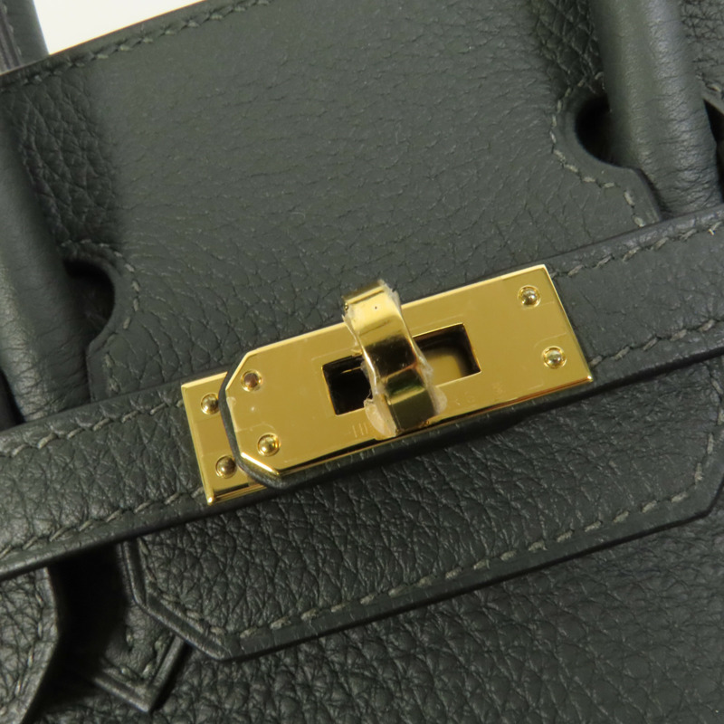 HERMES Togo皮革Birkin 25金扣手挽袋New Vert Fonce-6