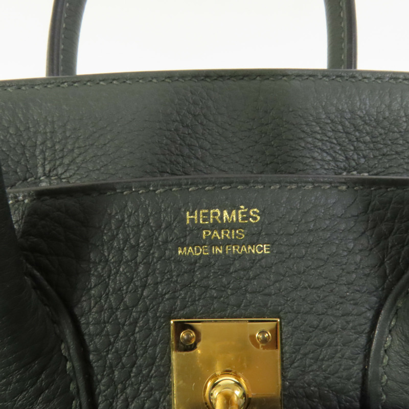 HERMES Togo皮革Birkin 25金扣手挽袋New Vert Fonce-8