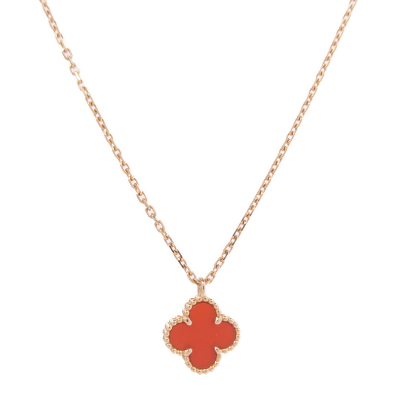 Van Cleef & Arpels 18K玫瑰金Sweet Alhambra Carnelian Pendant紅玉髓項鍊-1