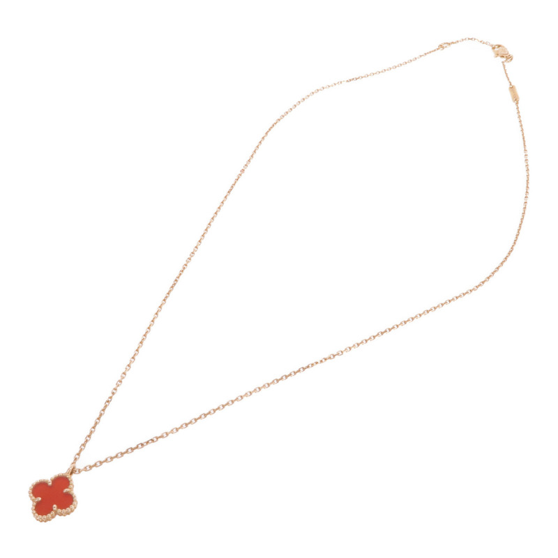 Van Cleef & Arpels 18K玫瑰金Sweet Alhambra Carnelian Pendant紅玉髓項鍊-2