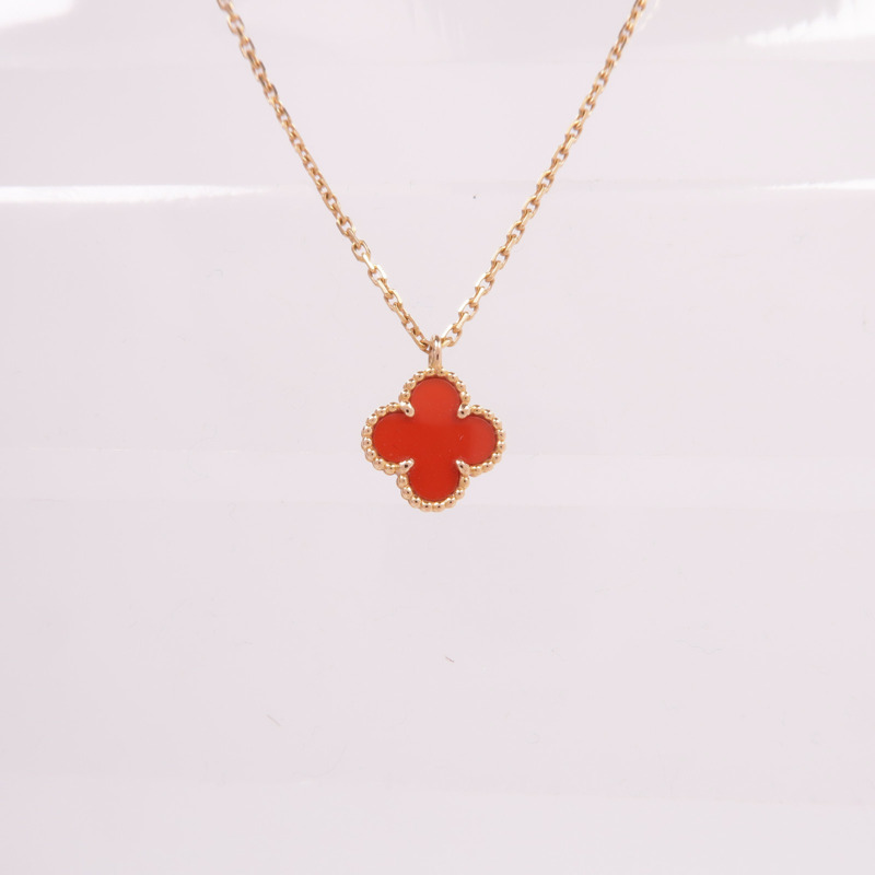 Van Cleef & Arpels 18K玫瑰金Sweet Alhambra Carnelian Pendant紅玉髓項鍊-3