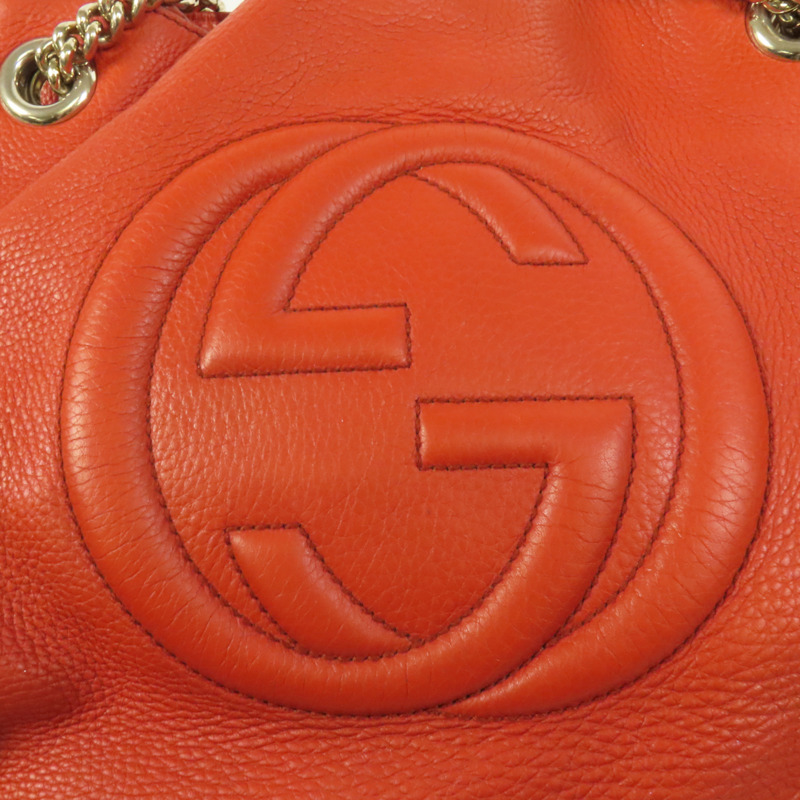 GUCCI 牛皮皮革Soho Pebbled金扣肩背袋-7