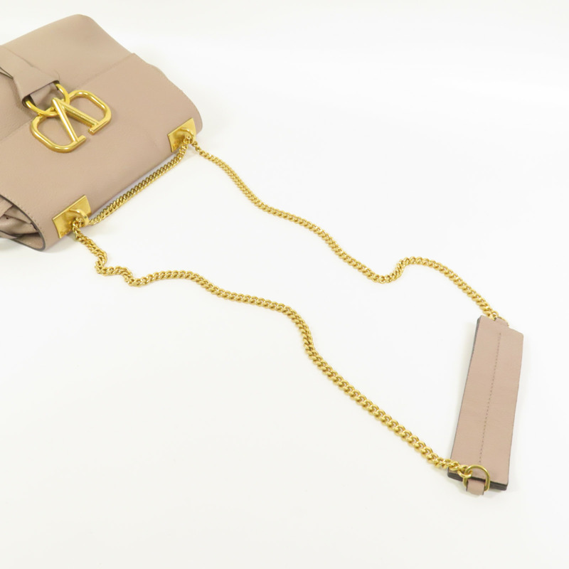 Valentino 牛皮皮革Vring金扣肩背袋-5