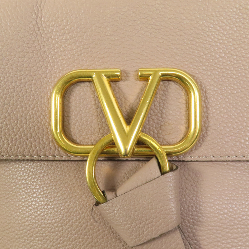 Valentino 牛皮皮革Vring金扣肩背袋-6