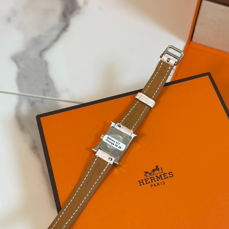 HERMES Heure H腕錶 - 鱷魚皮錶帶薔薇粉銀 21 K-3