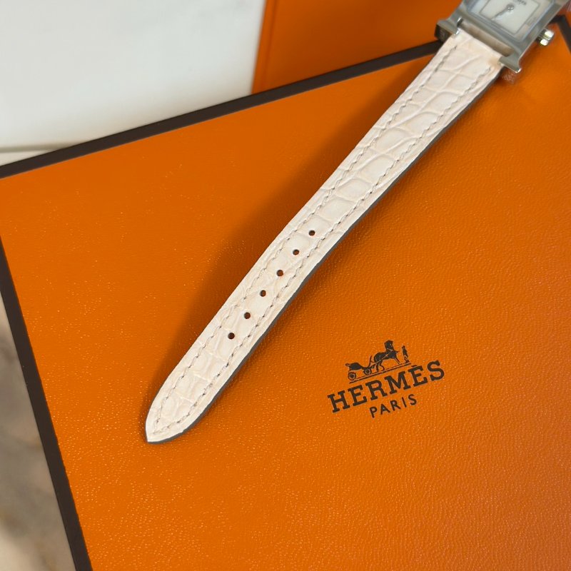 HERMES Heure H腕錶 - 鱷魚皮錶帶薔薇粉銀 21 K-4