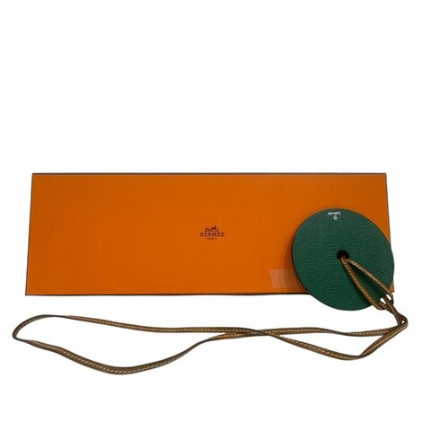 【美收精品】HERMES綠色圓圈皮革吊飾 4-541